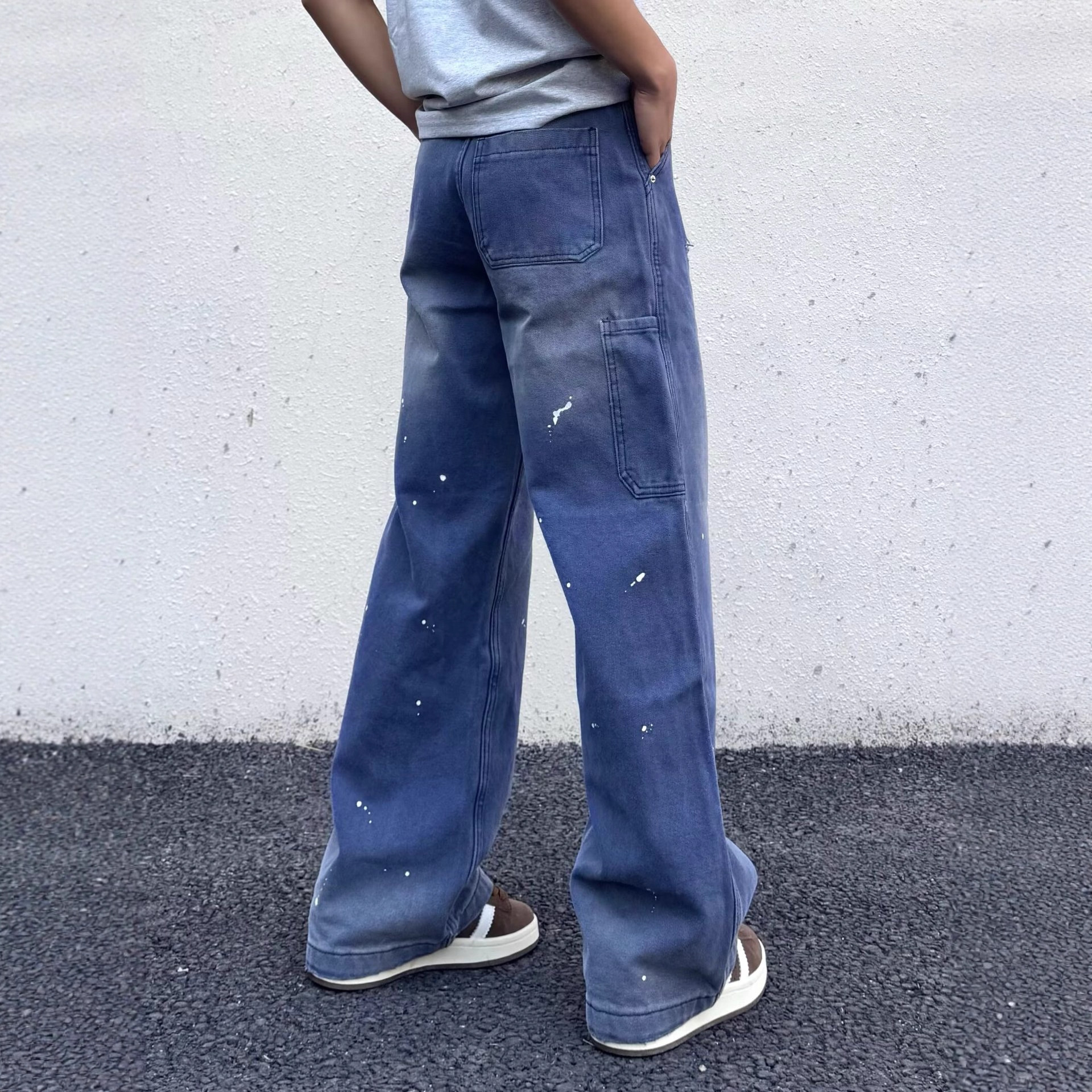 Vintage Washed Distressed Jeans – Relaxed Straight Fit (S-3XL, Classic Blue)_voghion.com
