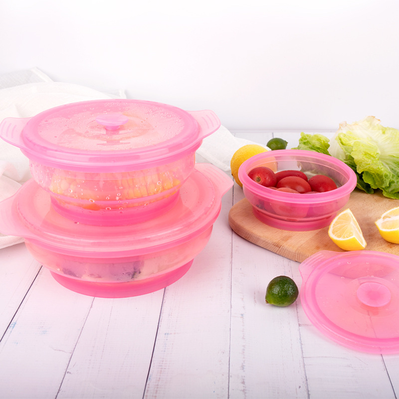 硅胶折叠饭盒便携午餐野餐便当冰箱保鲜料理盒学生食堂饭盒留样盒