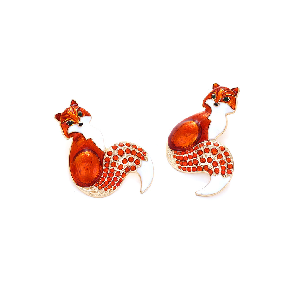 Zinc alloy Material 1 Pair Cartoon Style Fox Enamel Zinc Alloy Ear Studs
