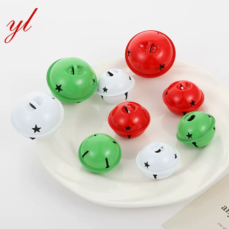 彩色五角星烤漆铁制铃铛跨境圣诞节装饰配件DIY宠物项圈饰品挂件