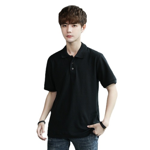 Summer Men's Solid Color POLO Shirt Casual Stand Collar Short Sleeve T-Shirt Japanese Literary Shirt Business Enterprise Advertisement Shirt