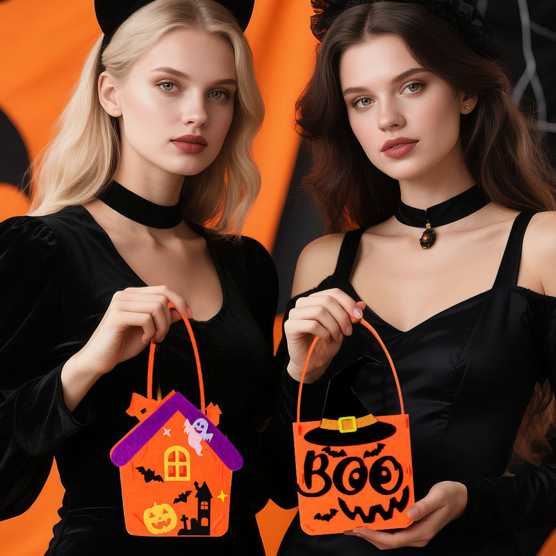 新しいハロウィン装飾ハンドバッグ子供のパーティーの雰囲気の装飾小道具ブーゴーストオレンジキャンディバッグ|undefined