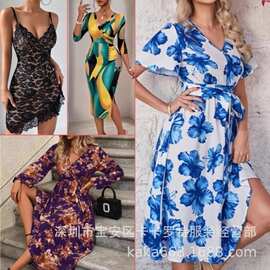 Tiktok热销连衣裙性感晚礼服dress系带露背修身包臀外贸裙子shein