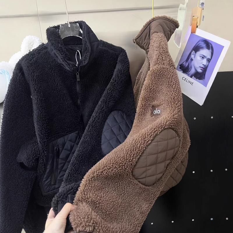 Cross-Border 2025A10 Lamb Wool Winter Short Stand Collar Zipper Jacket Warm Qingdao Polar Fleece Top Cross-Border 2025A10 Lamb Wool Winter Short Stand Collar Zipper Jacket Warm Qingdao Polar Fleece Top