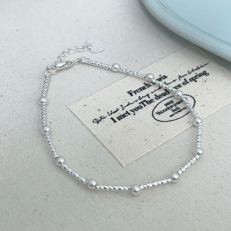 S925 Sterling Silver Carved Bamboo Tube Spliced Pearl Bracelet for Women, Fashionable, Simple, Fresh Design Jewelry Wholesale