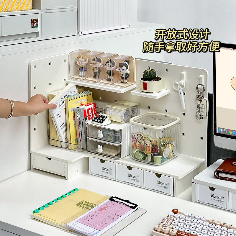 新款办公桌工位转角置物架挡板隔断屏风女生办公室文具杯子收纳架|undefined
