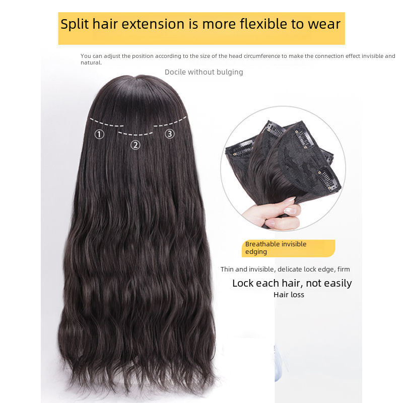 Pruik dames lang haar eendelige waterrimpel pruik onzichtbare naadloze haarverlenging driedelig lang krullend haar grote golf_voghion.com