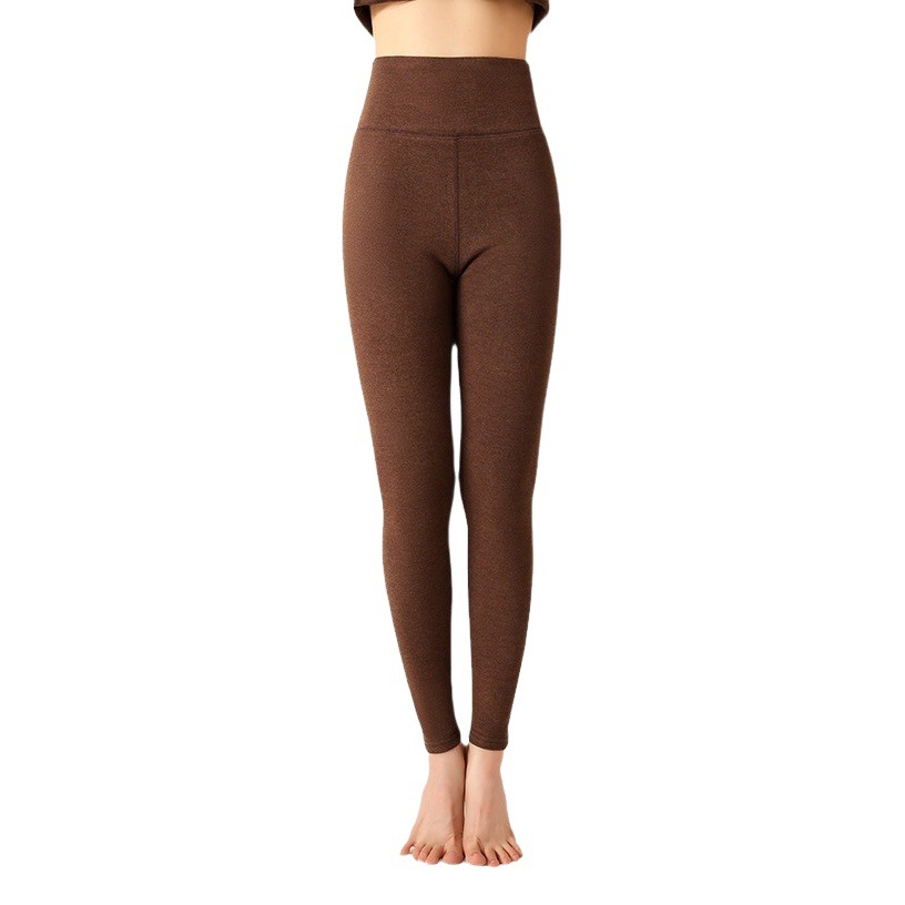 Calzoncillos largos de terciopelo de doble cara para mujeres 2023 nueva ropa de mujer forrada de lana gruesa pantalones cálidos de terciopelo de una pieza de cintura alta polainas de contracción del vientre image 1