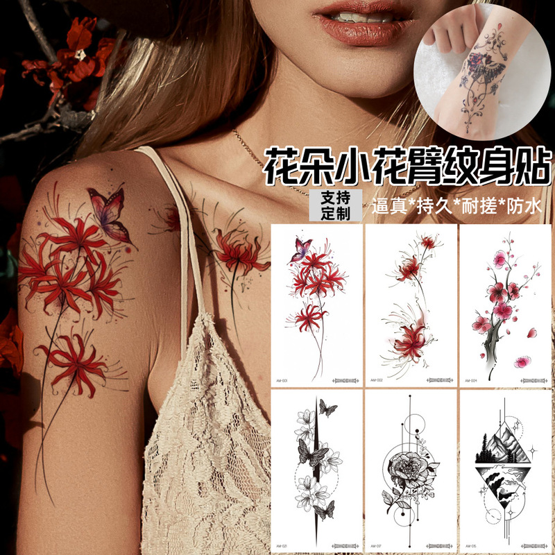 Cross-border supply wholesale color black small flower arm tattoo small fresh flower painting simulation temporary tattoo