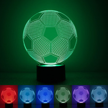 新品新款足球3D小夜燈 按鍵usb取電 創意禮品智能家居led小台燈