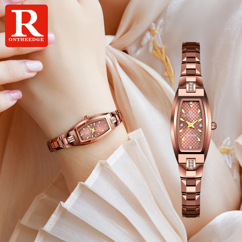 Swiss Tungsten Steel Square Watch for Women, Bracelet-Style, Niche Luxury Women's Wristwatch, Waterproof, High-End Small Square Watch