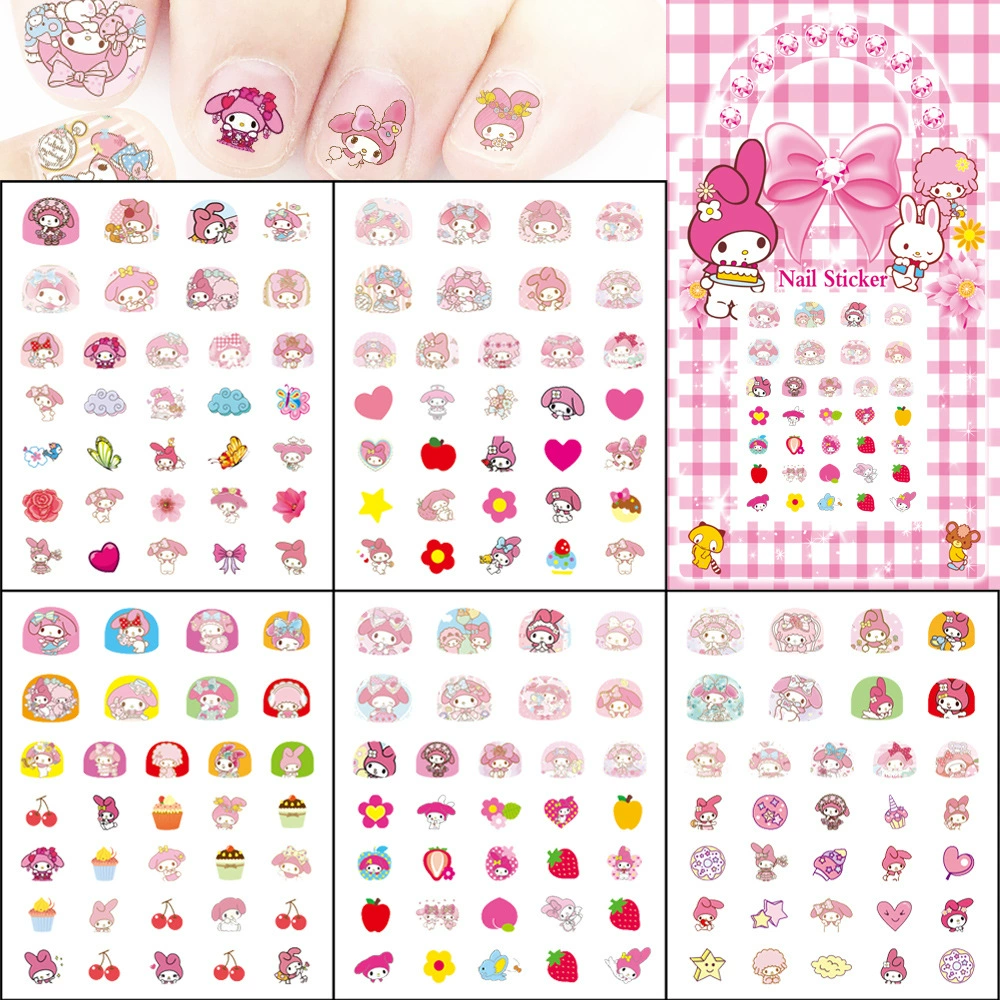 Набор из 5 водонепроницаемых ногтей наклейки наклейки для ногтей для детей мультфильм Sanrio Мелотти наклейки для ногтей