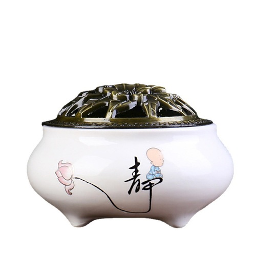 Celadon Ceramic Incense Burner Household Buddhist Supplies Incense Sandalwood Ice Cracking Kiln Small Incense Burner Manufacturer Wholesale