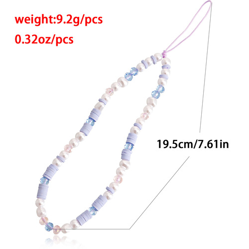 INS new Internet celebrity same style beaded mobile phone chain for women purple soft clay mobile phone lanyard non-slip and anti-fall pendant versatile