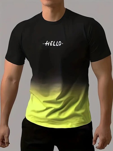 2025 Foreign Trade Simple Gradient 3D Printed Short-Sleeved T-Shirt—Hot-Selling European and American Cross-Border Breathable Men’s Clothing—Factory Direct Sales