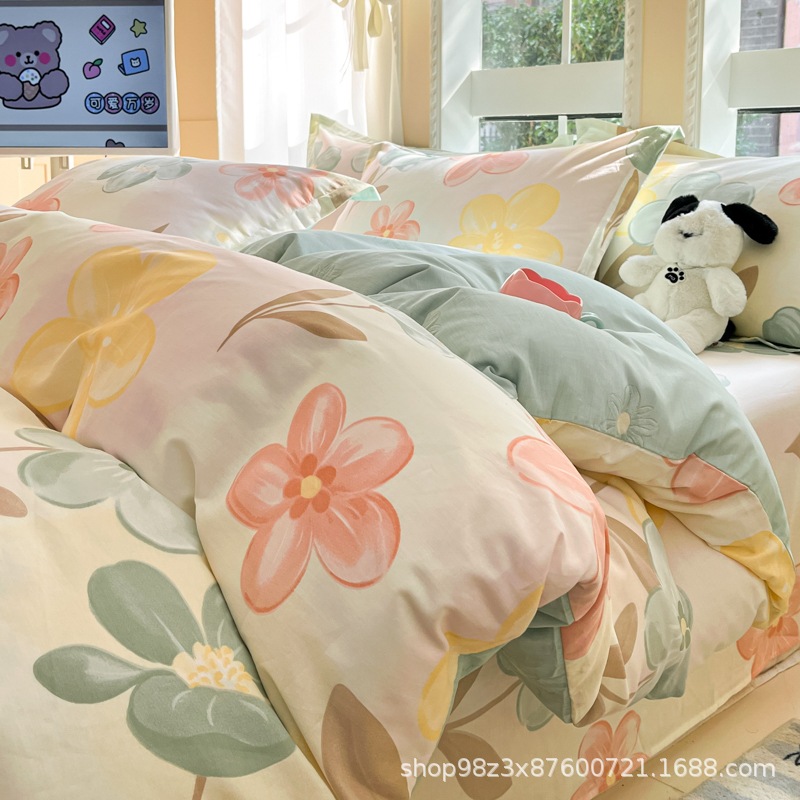 Customized Xinjiang Cotton Quilt Cover, Thickened Floral Single-Piece Pure Cotton Quilt Cover, Student Dormitory Bedding