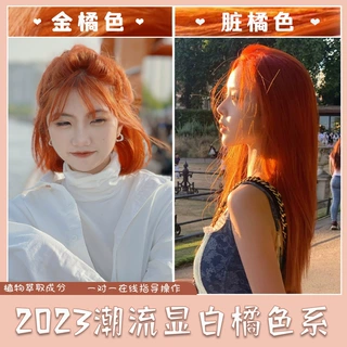 新款脏橘色染发膏批发金橘色落日橘元气橘棕色南瓜粉橘显白染发剂
