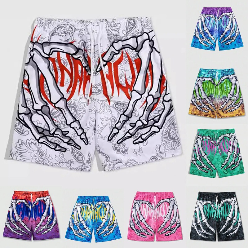 2025 New Aliexpress Amazon Men's Summer Skeleton Finger Paisley Pattern 3D Printed Shorts