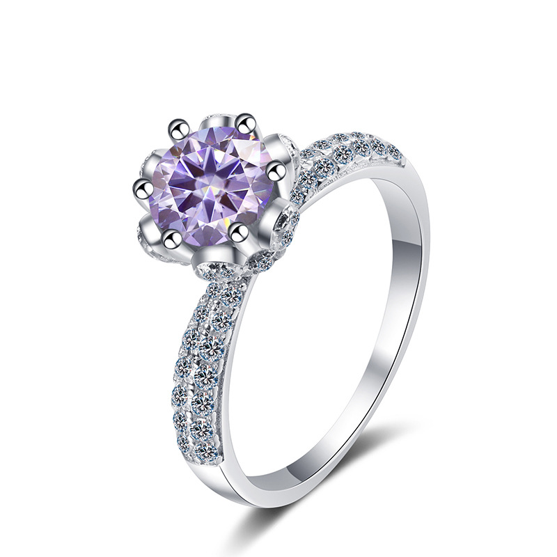 Transfronterizo para 2022 nuevo anillo de plata esterlina s925 de 1 quilate para mujeres, anillo de piedra de moissanita, ventas calientes