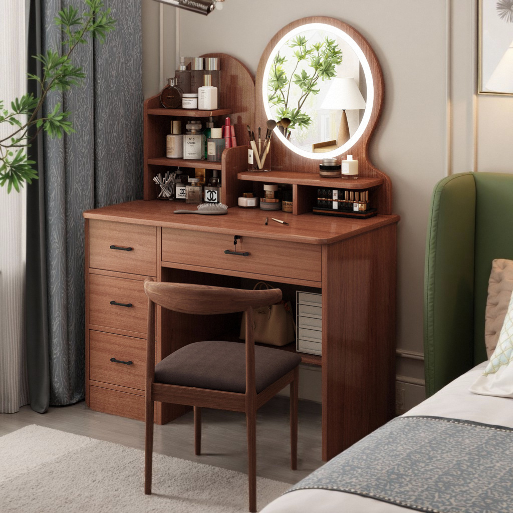 Dressing Table Storage Cabinet Integrated Bedroom 2025 New Small Apartment Corner Retro Makeup Table Home Simple Desk