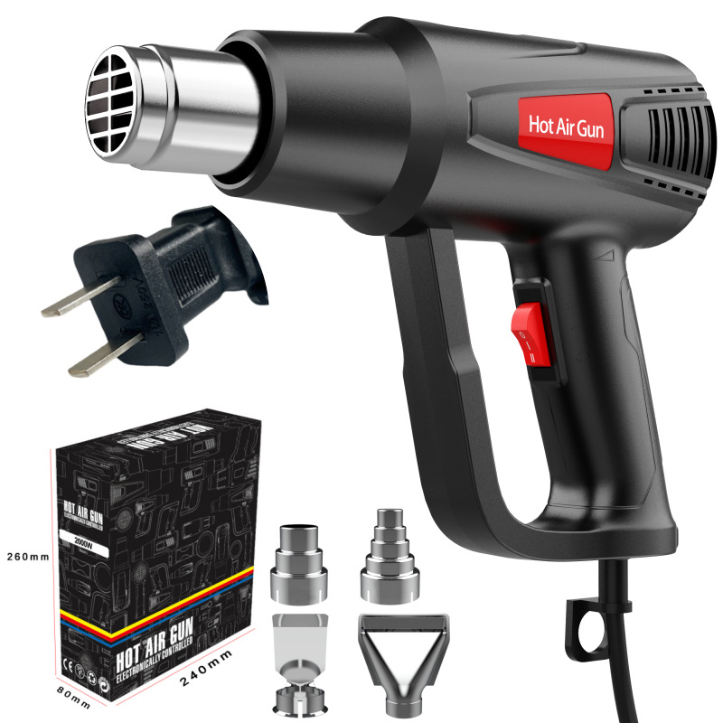 Fuente de fábrica de 2000W pistolas de aire caliente domésticas comerciales de película de cocción térmica pistolas de aire caliente industriales de dos velocidades