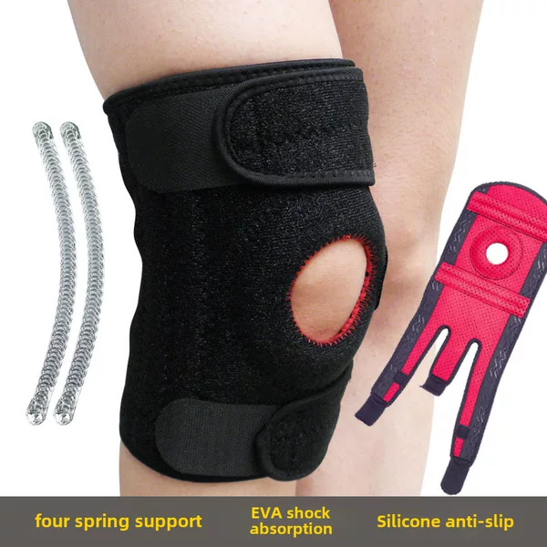 Mountaineering Knee Pads, Breathable Perforated Running and Cycling Knee Pads, Four Spring Support Silicone Strip Sports Knee Pads