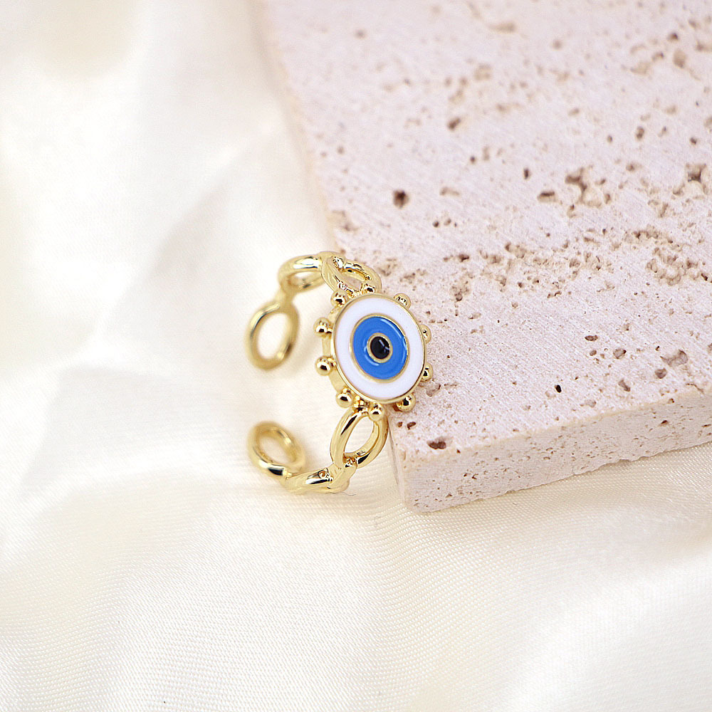 Creative Turkish Devil's Eye Ring Female Color Drop Oil Enamel Copper Ring display picture 4