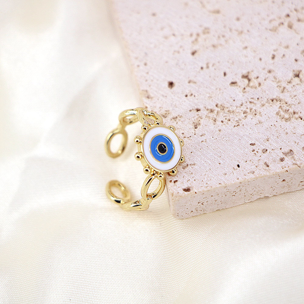 creative Turkish devilu0027s eye ring female color drop oil enamel copper ring