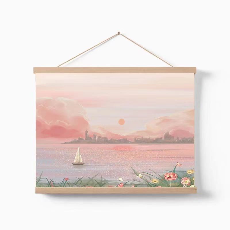 Minimalist Oil Painting Landscape Scroll Hanging Art for Living Room and Bedroom Wall, Electric Meter Box Cover Decorative Painting Hanging Decoration, No Drilling Required Factory