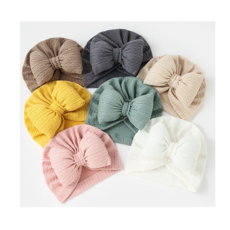 Baby knitted cotton filled large bow children's pullover hat