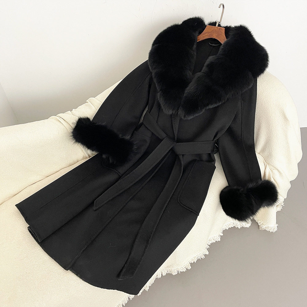 Women's Clothing Oversized Real Fox Fur Collar Pure Wool Women's Loose Autumn And Winter New High-end Coat_voghion.com