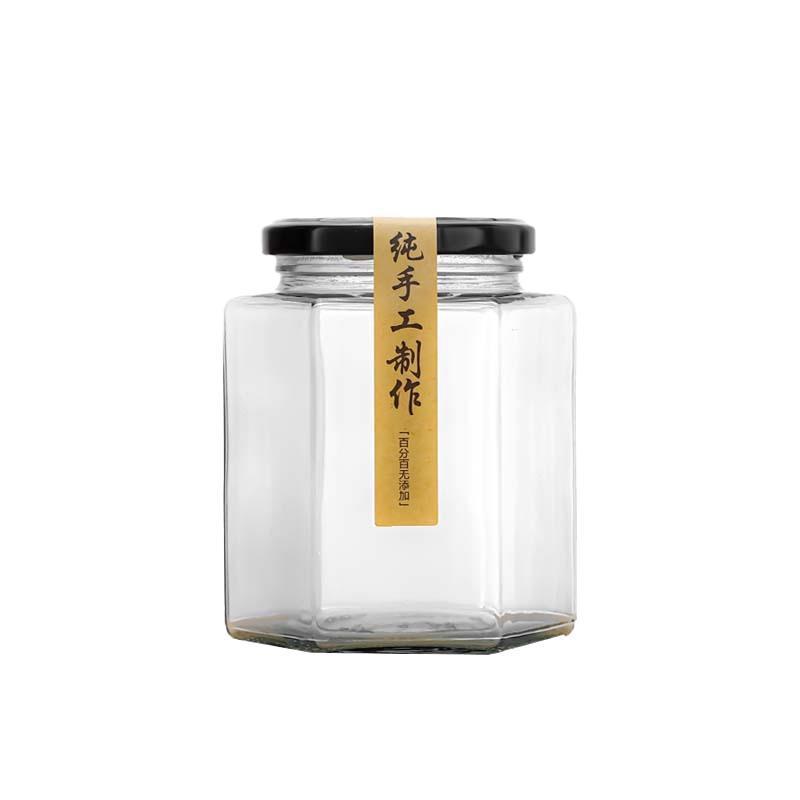 六稜ガラス缶密封食品級小蓋付きレモンクリーム蜂蜜唐辛子ジャム瓶なし|undefined