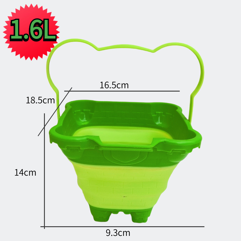 Barril de mano de castillo de playa plegable transfronterizo 2L bebé jugando en el agua arena goma suave retráctil cubo de silicona al por mayor