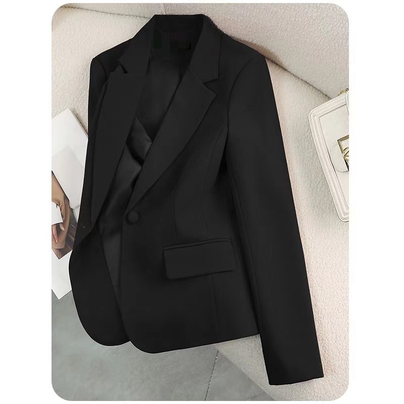 creamy-white small suit coat 2024 autumn and winter Europe and the United States foreign trade high-end casual small suit coat long sleeve coat