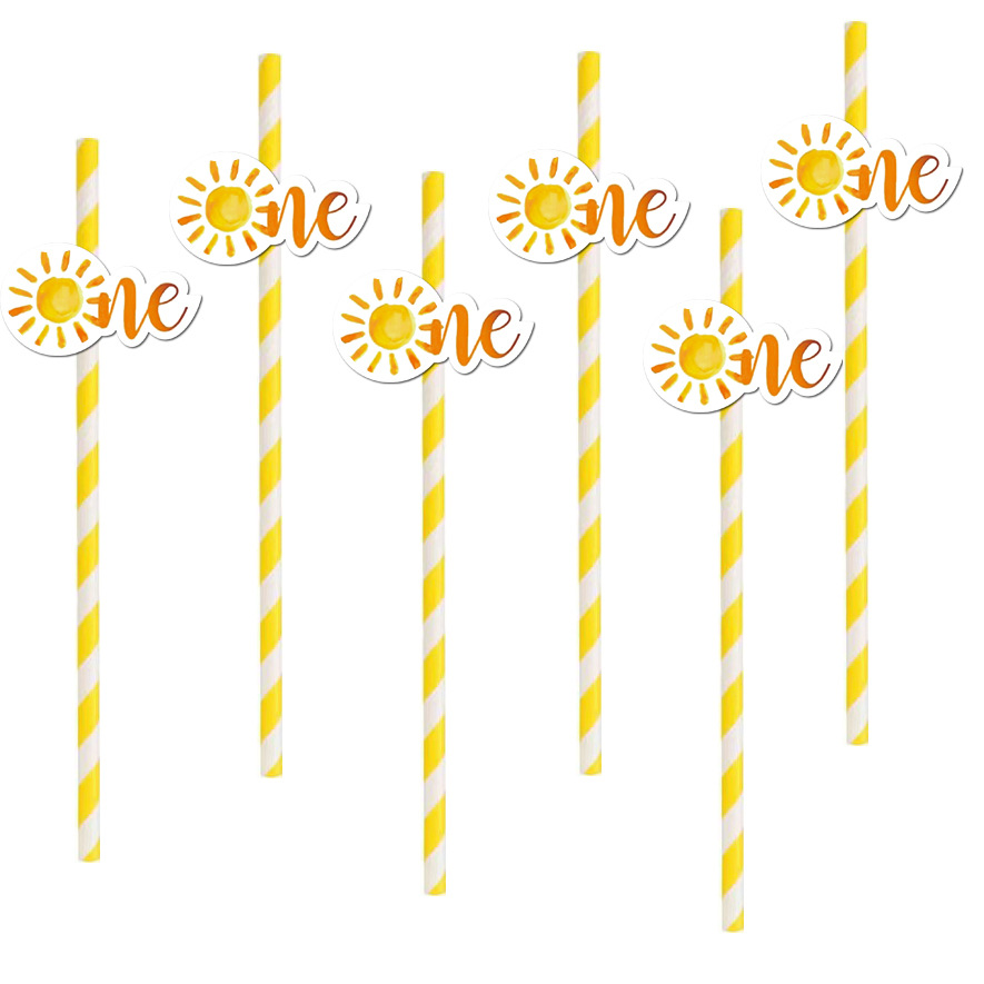 Fiesta de cumpleaños transfronteriza suministros creativos de papel desechable degradación de la paja del sol una torta de paja decoración para hornear