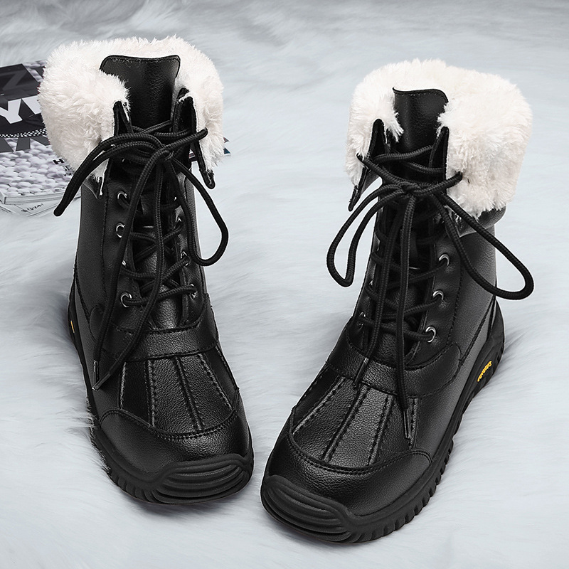 Nuevas botas de nieve de damas con base plana coreana botas de tubo medio de moda de invierno para mujeres zapatos de algodón caliente antideslizante grueso
