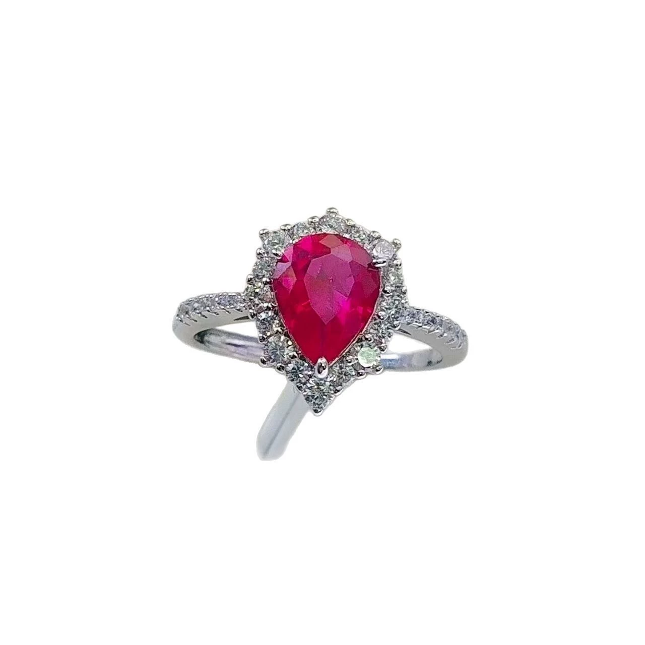 Fashionable ruby one size ring, accessory jade, European style, light luxury style