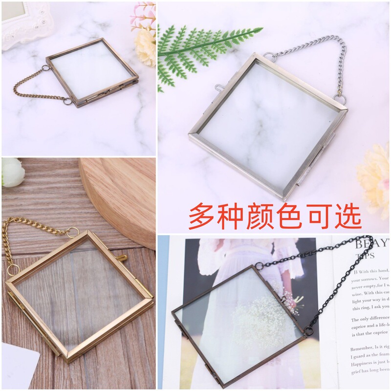 European and American Retro Picture Frame Antique Metal Crafts Simple Photo Frame Glass Plant Specimen Frame Painting Clip Metal Photo Frame