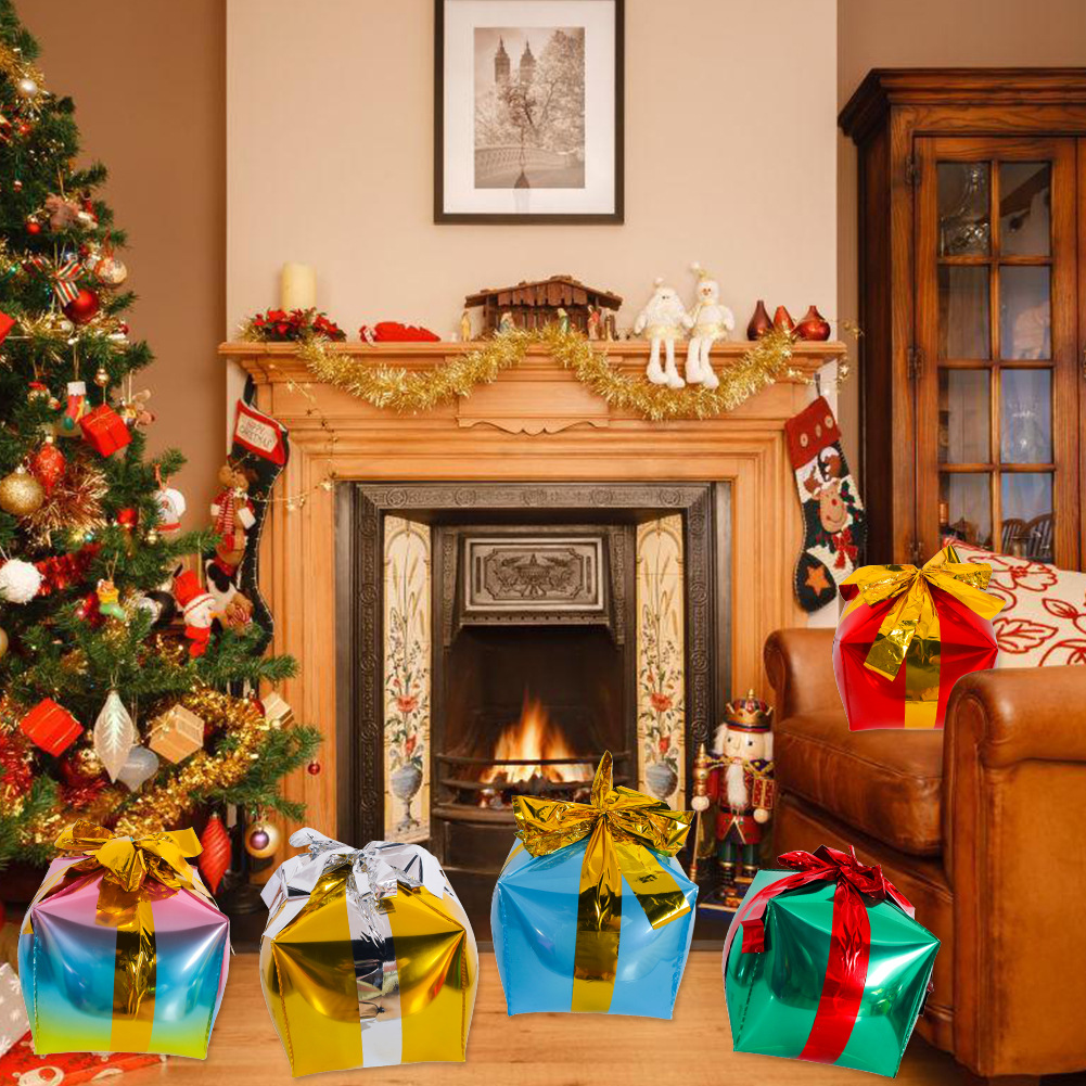 Caja de regalo de Navidad decoración de fiesta diseño de centro comercial Globo Caja de regalo de bola de seis lados de Navidad suministros de decoración de fiesta de Navidad