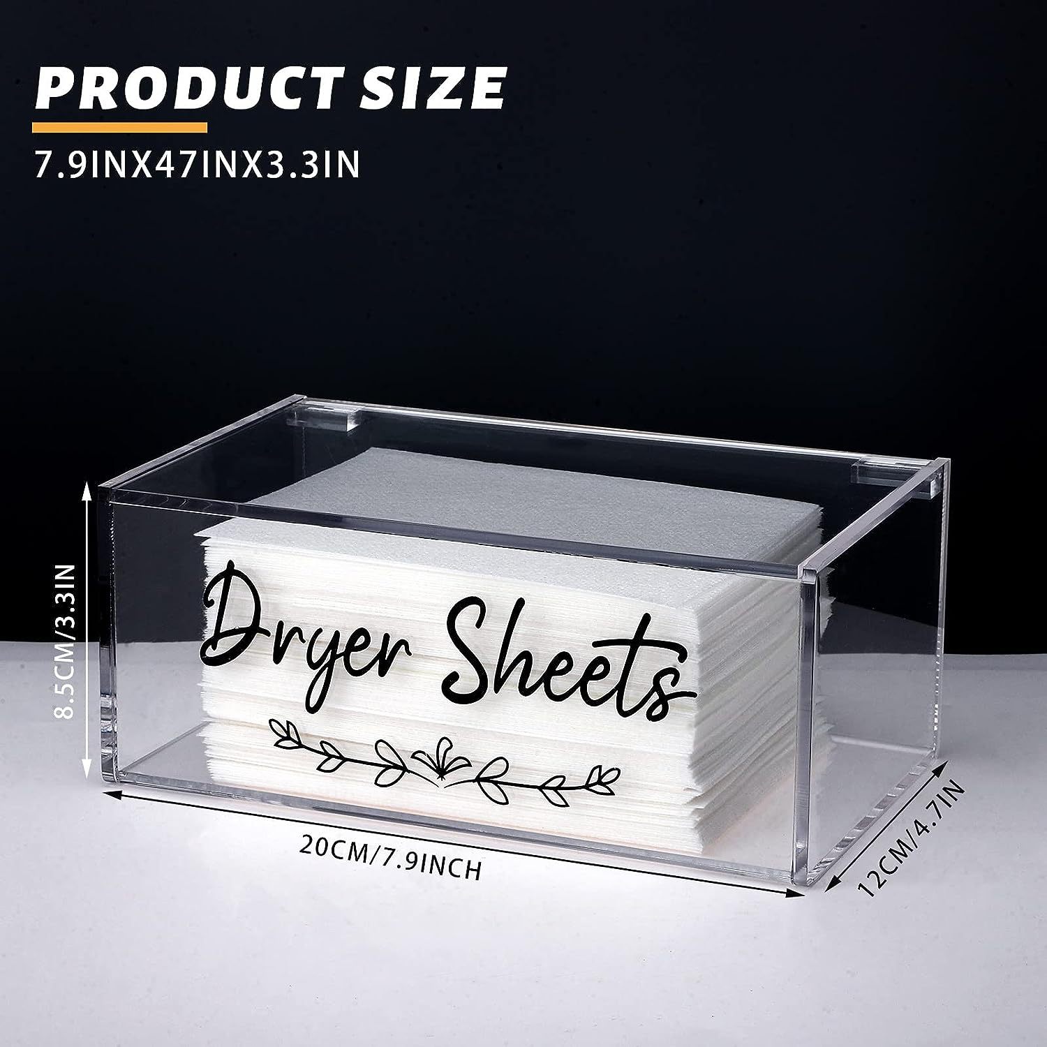 干燥纸分配器干燥纸支架亚克力纸巾盒容器带铰链盖透明透明矩形