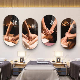 养生馆墙面装饰画美容院SPA肩颈理疗宣传挂画会所头疗图片墙壁画