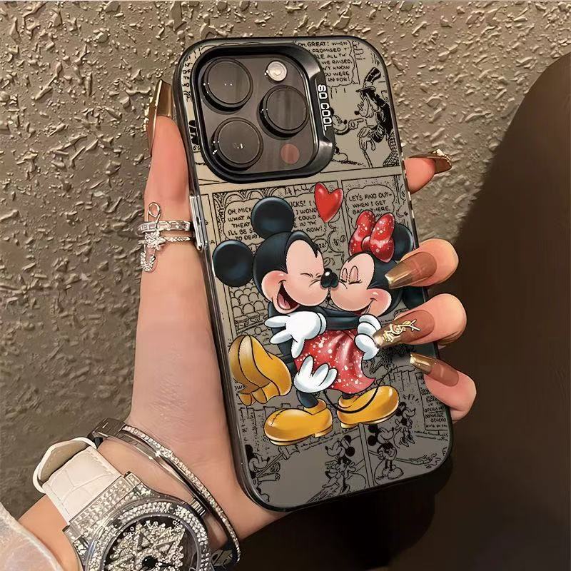 Couple Mickey-Themed Phone Case Suitable for Apple 17 Pro Max, Personalized Energetic Case for iPhone 16/15/14/13, European and American Style