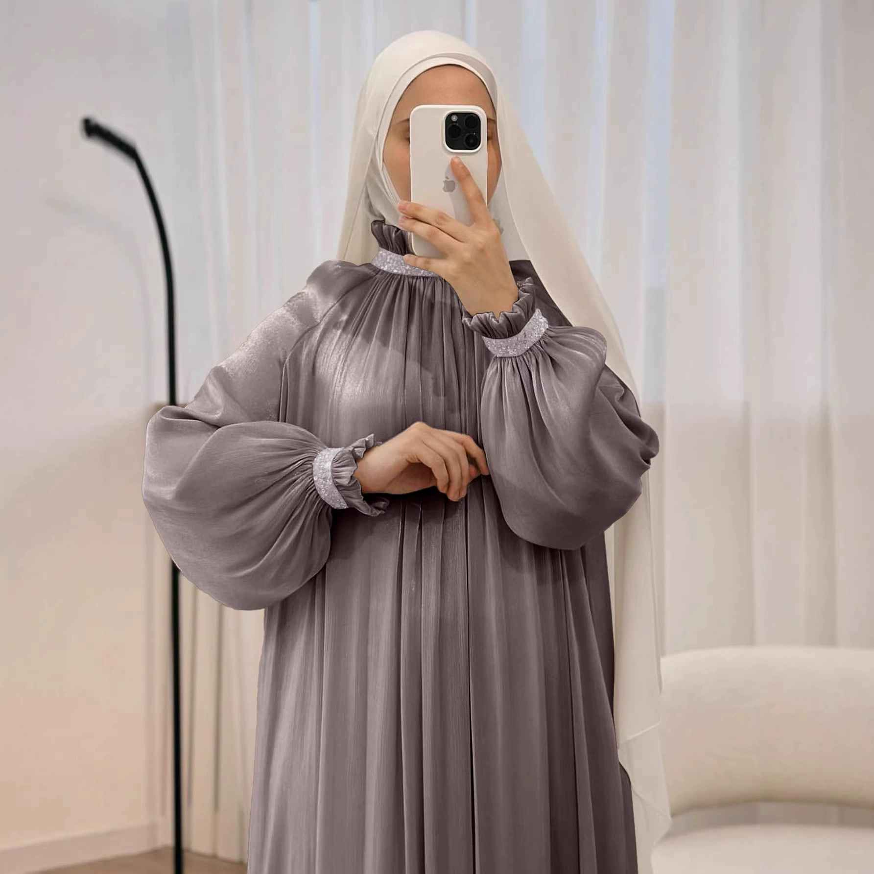 Платье LN7101 Lacersal, скромная длинная плиссированная Organza, однотонные цвета S–XXL