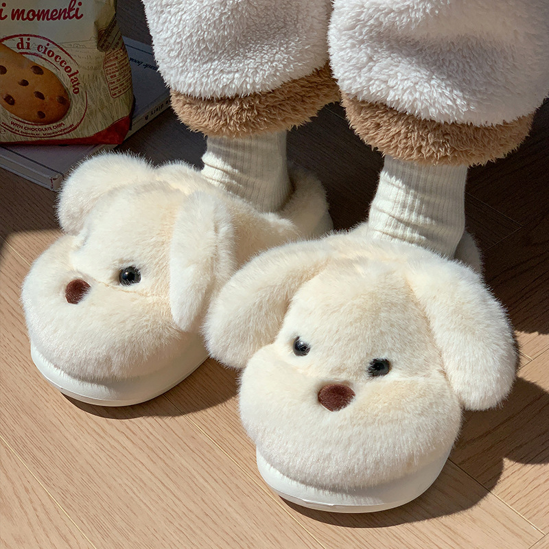 软萌小狗棉拖鞋家居防滑毛毛鞋儿童保暖亲子拖鞋冬季可爱儿童棉鞋