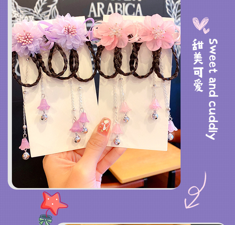 Retro Bell Pendant Wig Flower Tassel Children's Hairpin Wholesale Nihaojewelry display picture 4