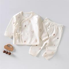 新生嬰兒四季款無骨純棉百搭套裝四季款衣服分體寶寶偏襟分體爬服