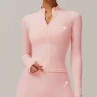 Gymshark Европейская и американская куртка на молнии с длинными рукавами, быстросохнущая, для похудения, одежда для йоги, женские топы для бега, фитнеса, осенние и зимние спортивные топы