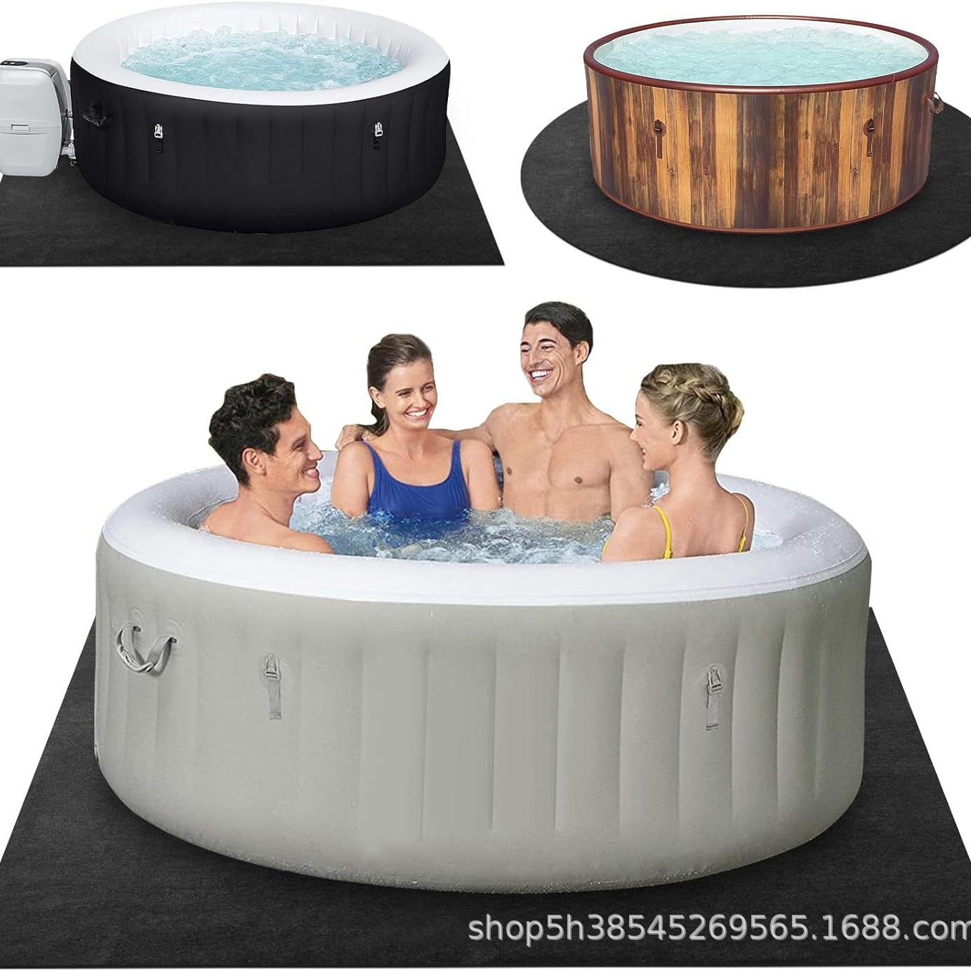 新跨境热浴缸保护垫水疗毛毡池垫防水防滑室内外SPA充气泳池毡垫