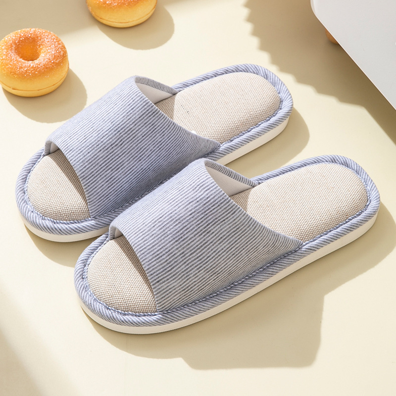 Linen Slippers 2024 New Men's Summer Home Indoor Office Simple Four-season Cotton Cloth Shoes for Women