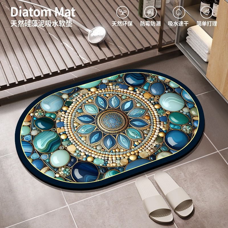 Al por mayor transfronterizo alfombra de baño absorbente de agua alfombra antideslizante de barro de diatomeas doméstica puerta de baño alfombra de suelo resistente al desgaste de secado rápido